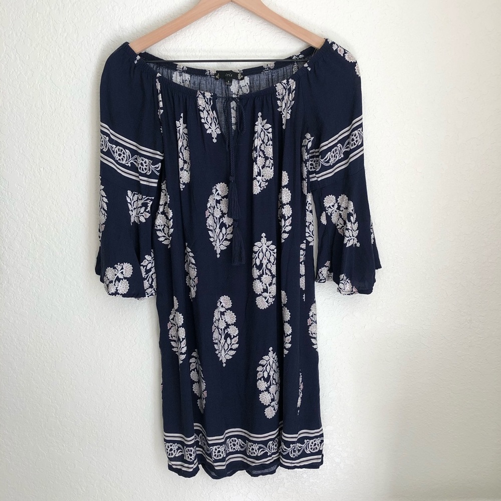 iris Off Shoulder Bell Sleeve Floral Dress